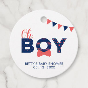 Rot & Navy Moderne Babyparty-Danksagung Geschenkanhänger