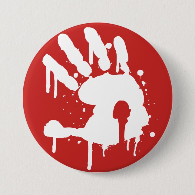 Rot "nie wieder" weißer Logo Knopf Button (Vorderseite)