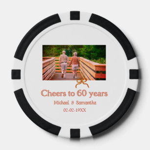 Rot oder Schleife prostet 60 Jahre Hochzeitsjubilä Pokerchips