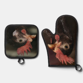 Rot Ofenhandschuh & Topflappen-Set