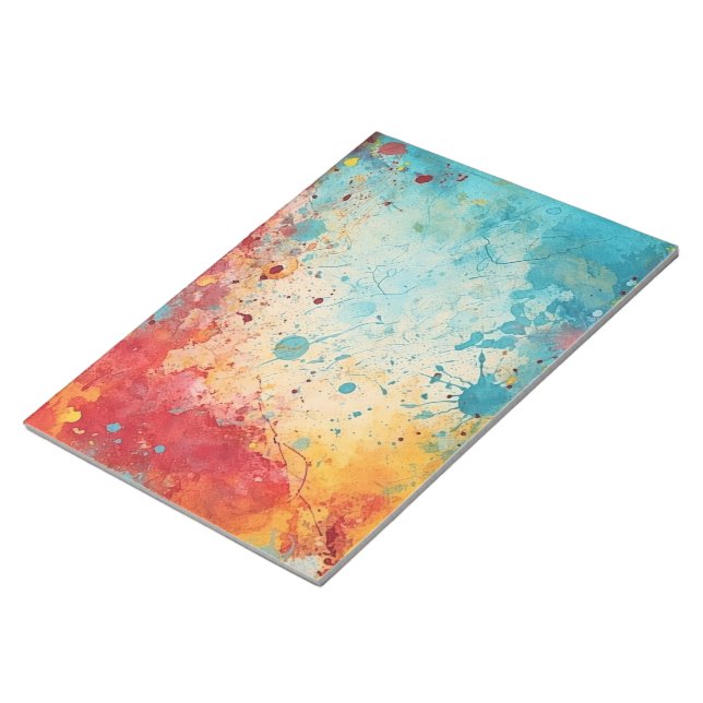 Rot, orange, Aquamarine Aquarellseiten Notizblock (angewinkelt)