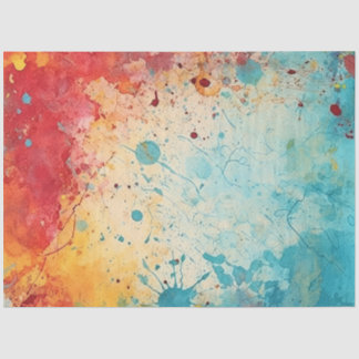 Rot, orange, Aquamarine Aquarellseiten Seidenpapier