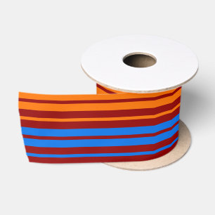 Rot Orange Blau Vertikale Streifen Design   Satinband