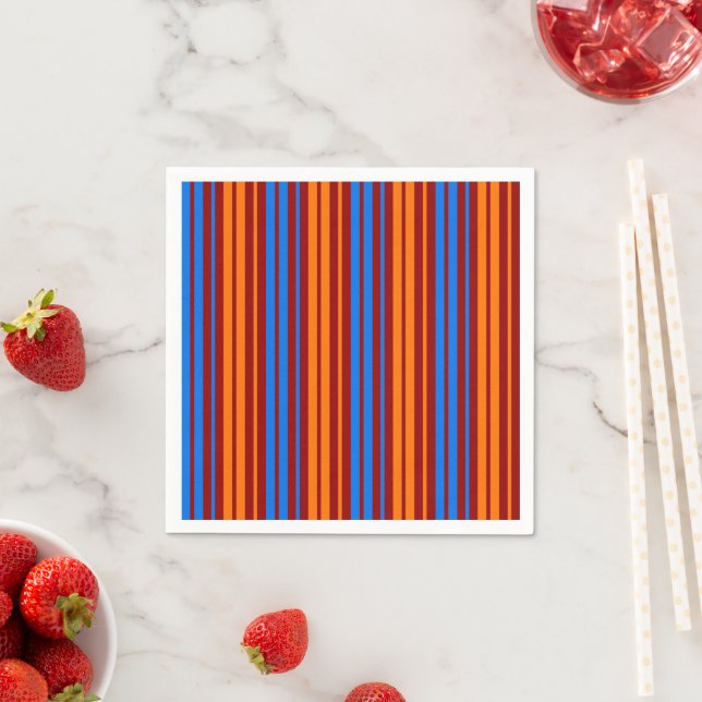 Rot Orange Blau Vertikale Streifen Design   Serviette (Beispiel)