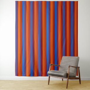 Rot Orange Blau Vertikale Streifen Design   Wandteppich