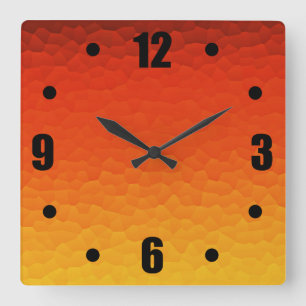 Rot orange gebrannt zum GoldOmbre Knistern-Muster Quadratische Wanduhr