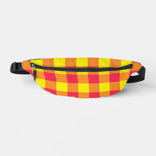 Rot Orange Gelb Kariertes Muster Bauchtasche (Vorderseite)