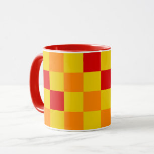 Rot Orange Gelb Kariertes Muster Design Tasse