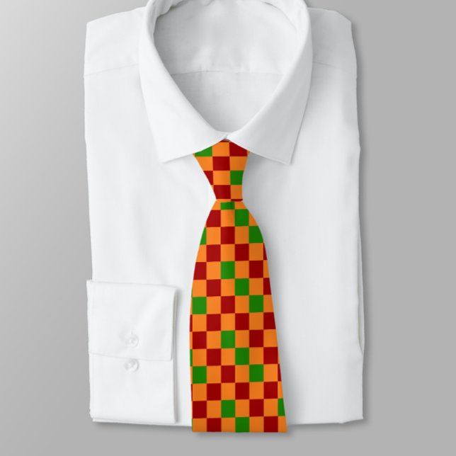 Rot Orange Grün Karomuster Design  Krawatte (Von Creator hochgeladen)