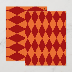 Rot-Orange-Harlekin-Karuomuster-Design  Postkarte