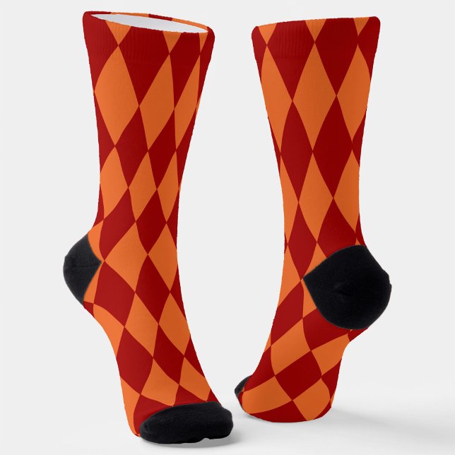 Rot-Orange-Harlekin-Karuomuster-Design  Socken (Von Creator hochgeladen)