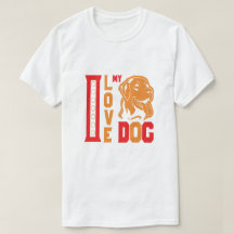 Rot & Orange ICH LIEBE MEINEN HUND Fette Schrift &