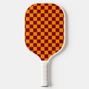 Rot + Orange Karo Prüfmuster Pickleball Schläger