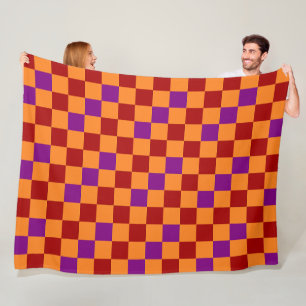 Rot Orange Lila Kariert Muster Design  Fleecedecke