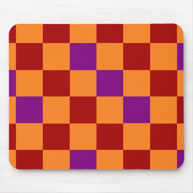 Rot Orange Lila Kariertes Muster Design  Mousepad (Vorne)