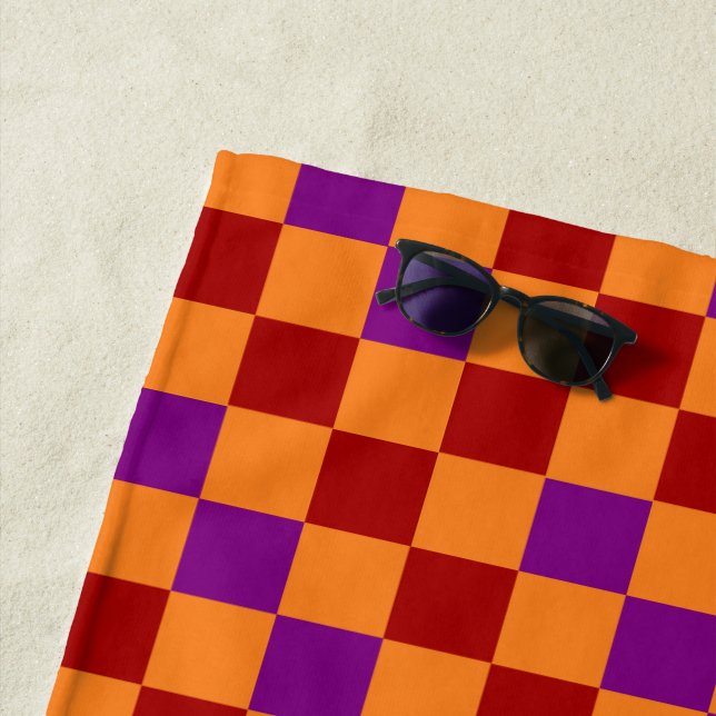 Rot Orange Lila Karomuster Design  Strandtuch (Beispiel)