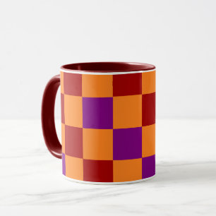 Rot Orange Lila Karomuster Design Tasse