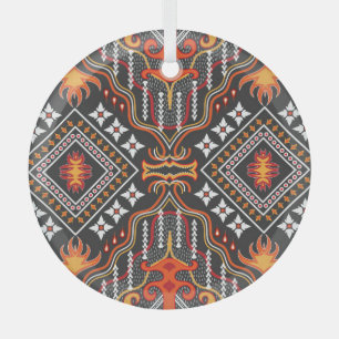 Rot-orange Mittelasien: Traditionelle Motive Ornament Aus Glas