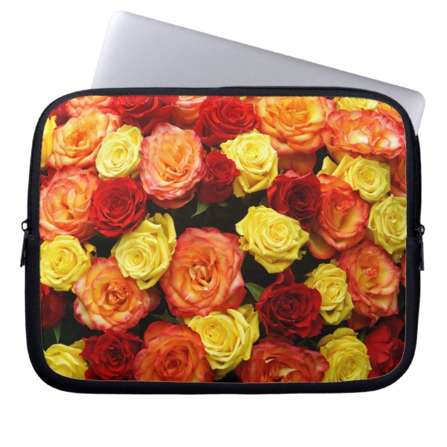 Rot, Orange und Gelb Rosen 10 Zoll Laptopschutzhülle (Vorderseite)