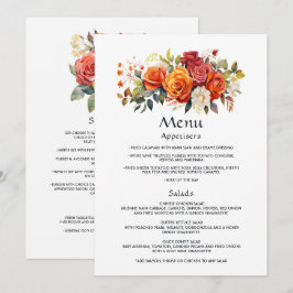 Rot, Orange und Sage Floral Menükarte