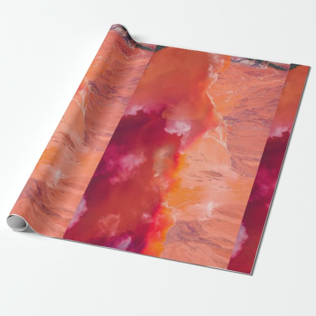 Rot-Orange-Waves-Tapete Geschenkpapier (Ungerollt)