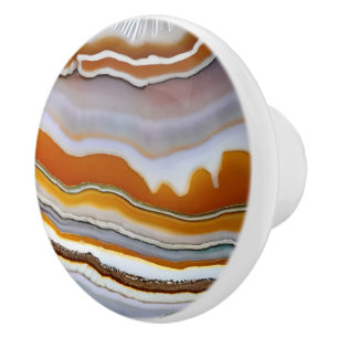 Rot Orange Weiß Schwarz Blau Gold Achat Geode Keramikknauf