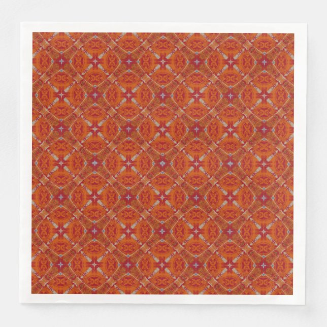 Rot, orangefarbenes Spanisches, Diamant gezogenes  Serviette (Vorderseite)