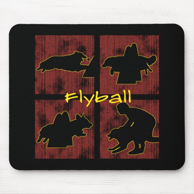 Rot packt Flyball ein Mousepad (Vorne)