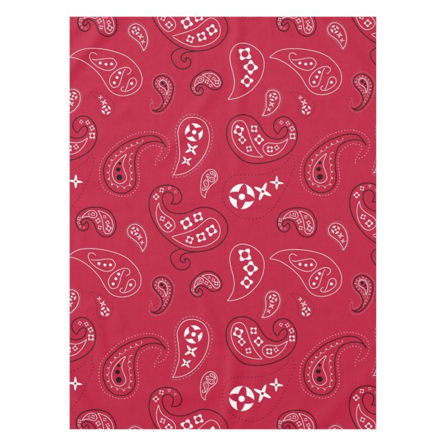 Rot-Paisley-Western Bandana Print Tischdecke (Vorderseite)