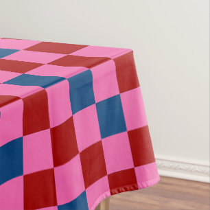 Rot Pink Blau Kariertes Musterdesign  Tischdecke