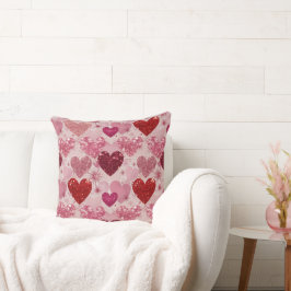 ROT & PINK GLITZER SEHEN VALENTINE LIEBE HERZEN KISSEN