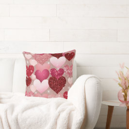 ROT & PINK GLITZER SEHEN VALENTINE LIEBE HERZEN KISSEN