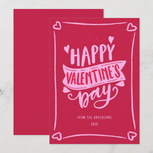 Rot Pink Moderne Typografie Frohen Valentinstag  Feiertagskarte