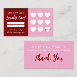 Rot Pink Schönheitssalon Treue Danke Belohnungskar