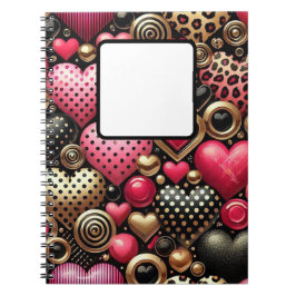 ROT PINK SCHWARZ GOLD VALENTINE LIEBE HERZEN NOTIZBLOCK