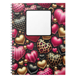 ROT PINK SCHWARZ GOLD VALENTINE LIEBE HERZEN NOTIZBLOCK