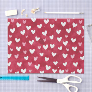 Rot Pink Weiße Herzen Valentinstag Seidenpapier