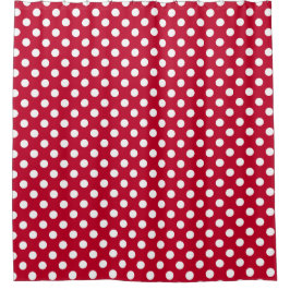 Rot + Polka Weiße Punkte Duschvorhang