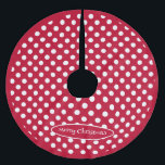 Rot   Polka Weiße Punkte Polyester Weihnachtsbaumdecke<br><div class="desc">Seien Sie mit Polka Dot Red im Mittelpunkt und zeigen Sie Ihren Retro-Stil,  indem Sie Ihren Brunchs eine Touch von Farbe und Spaß hinzufügen! Passen Sie es an! ©Mia Valdez</div>