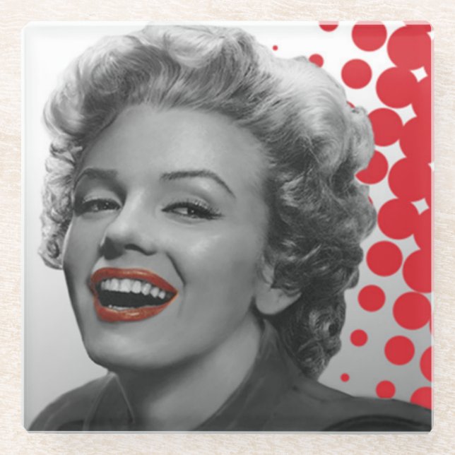 Rot punktiert Marilyn Glasuntersetzer (Vorderseite)