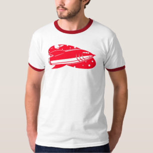 rot-Rakete-Retro T-Shirt