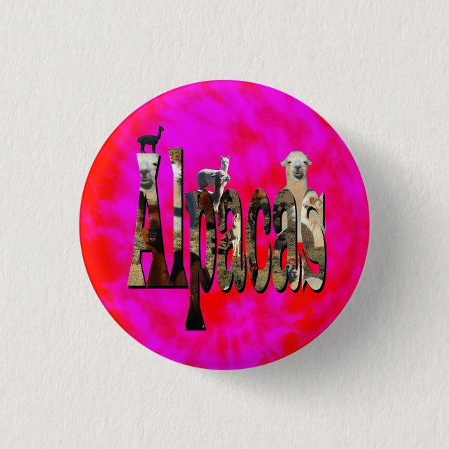 Rot-Rosa-Alpaca-Logo-Design, Button (Vorderseite)