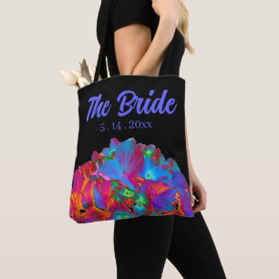Rot rosa blau violett floral farbenfroh Blumig Tasche