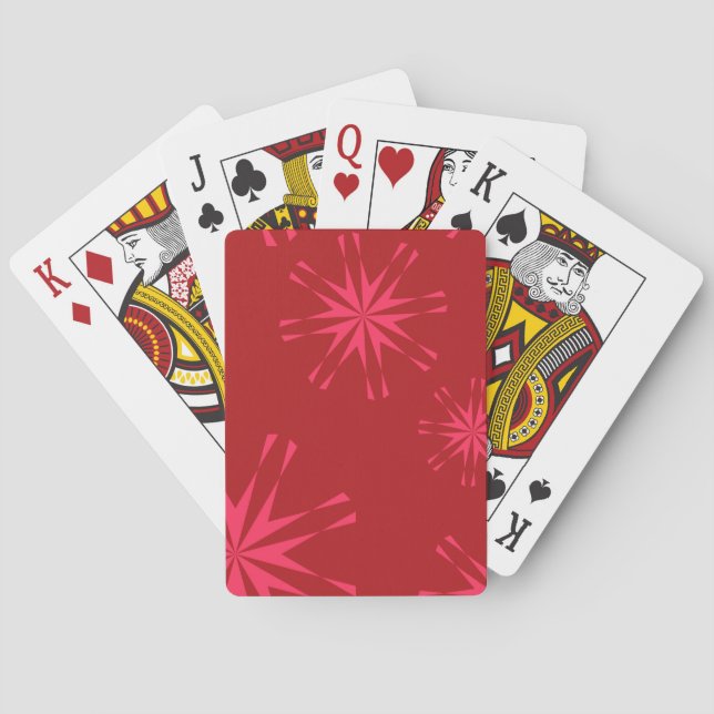 Rot, rosa, cool angesagte moderne Blume abstrakt Spielkarten (Rückseite)