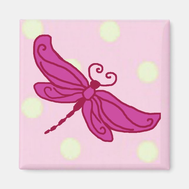 Rot-Rosa-Dragonfly-Magnet Magnet (Vorne)