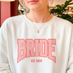 Rot + Rosa Faux Glitter BRIDE Varsity-Buchstabe  Sweatshirt
