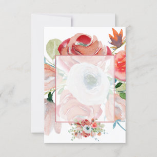 Rot-rosa florales Hochzeitsbudget ohne Schnörkel Einladung
