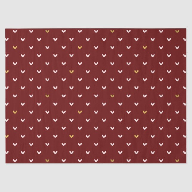 Rot rosa goldene Herzen Seidenpapier (Vorderseite)