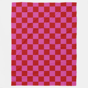 Rot + Rosa Karo Prüfmuster Fleecedecke