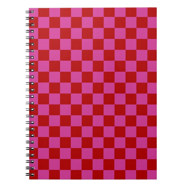 Rot + Rosa Karo Prüfmuster Notizblock (Vorderseite)